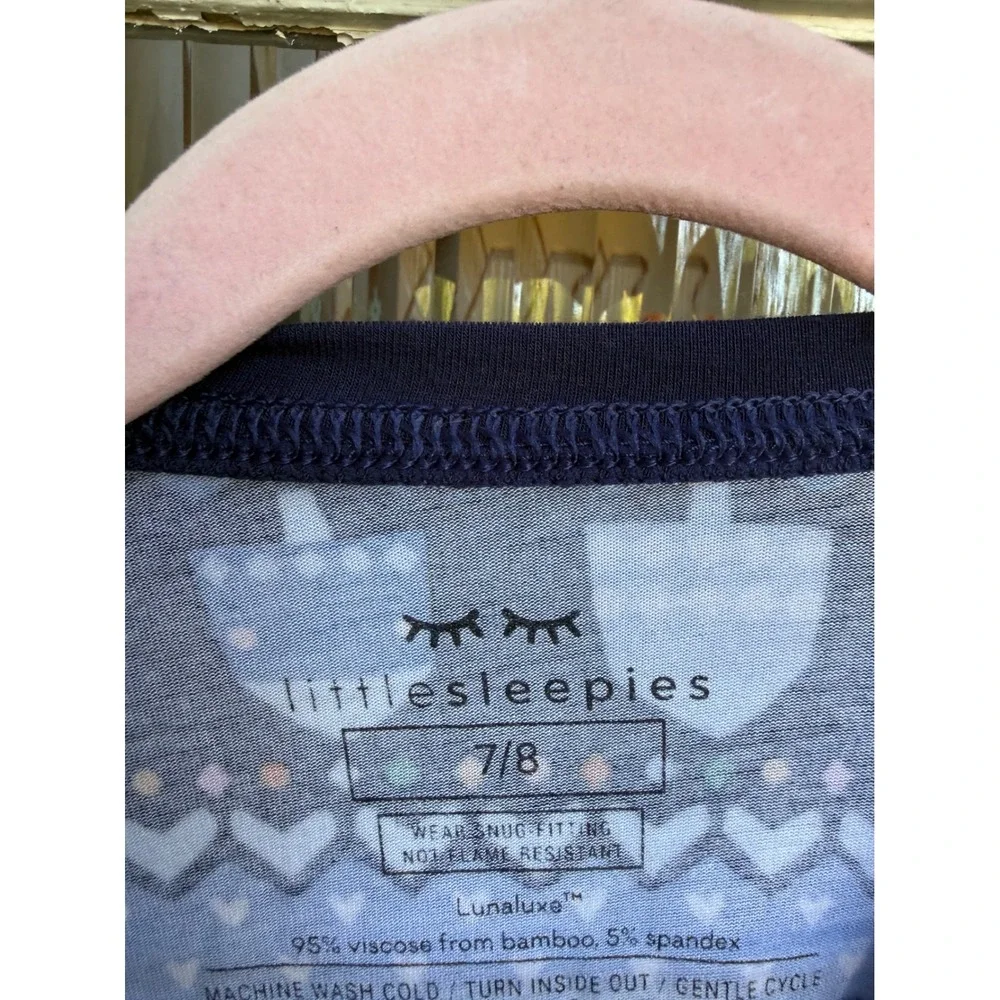 Little Sleepies Hanukkah Festival of Lights Bamboo Pajama Set Blue Kids Size 7/8